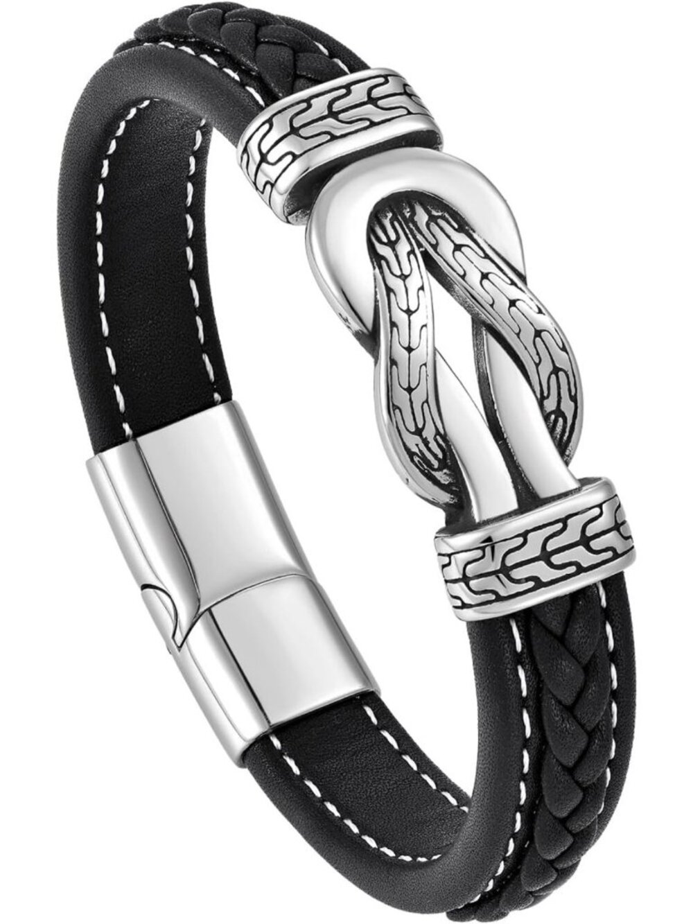 Stylish Infinity Knot Leather Bracelet for Men - Braided Cuff Wristband Gift